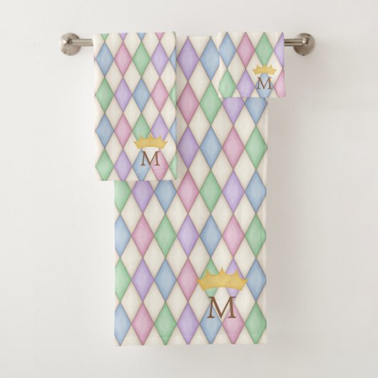 Arlequin Coloré Imprimer Monogramme Avec Couronne (En situation)