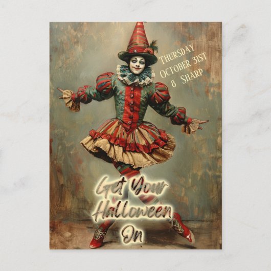 Arlequin d'Halloween en costume Invitation (Devant)