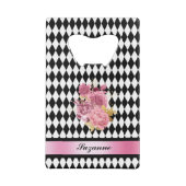 Arlequin noir blanc avec fleur rose et nom (Dos)