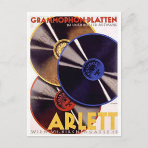 Arlett Grammophon Platten Vintage Ad Briefkaart