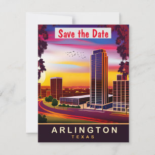 Arlington Texas Stad Zonsondergang Trouw Uitnodigi Save The Date