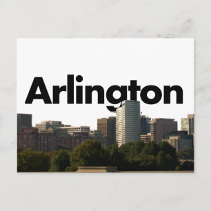 Arlington TX Skyline met Arlington in de hemel Briefkaart