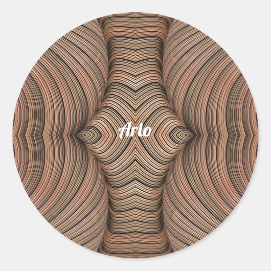 ARLO ~  schaduwen van bruine fractal ~ Ronde Sticker (Voorkant)