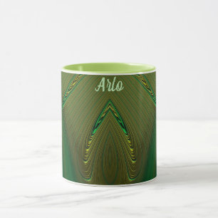 ARLO ~ Zany 3D Fractal ~ Gold Green Mok
