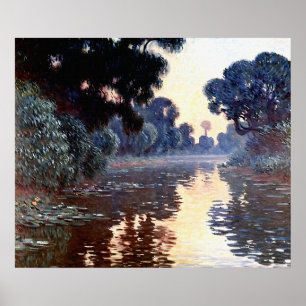 Arm van de Seine bij Giverny bij zonsopgang Poster