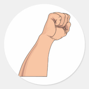 Arm verhoogde gebalde vuistpomp ronde sticker