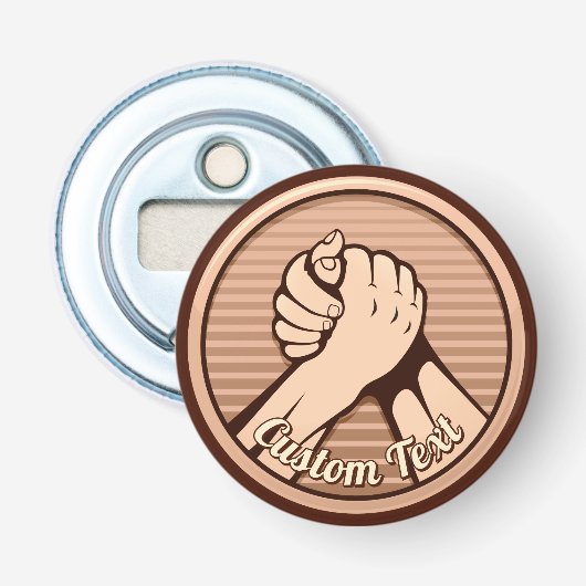 Arm worstling Bronze Button Flesopener (Voorkant)