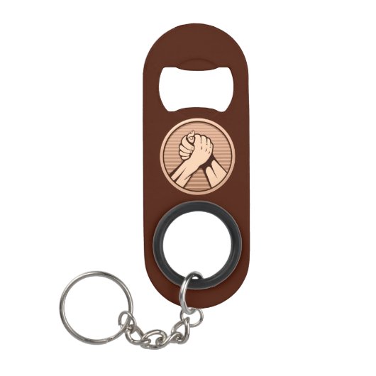 Arm worstling Bronze Mini Flessenopener (Voorkant)