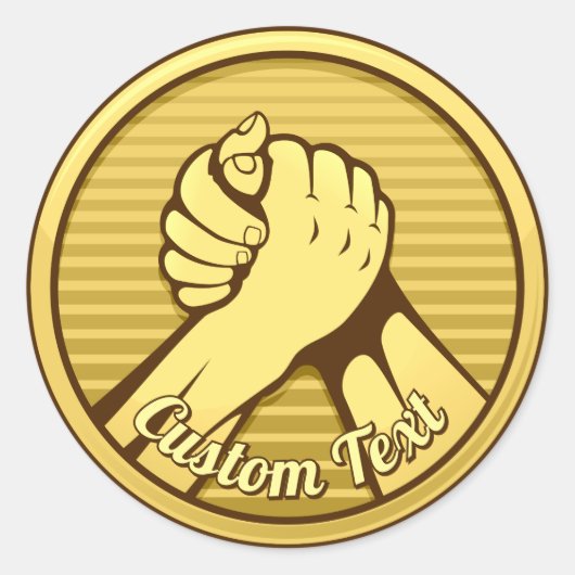 Arm worstling Gold Ronde Sticker (Voorkant)