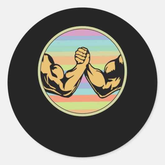 Arm Wrestling Ronde Sticker (Voorkant)