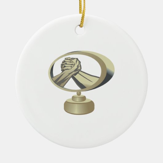 Arm Wrestling Trophy Keramisch Ornament (Voorkant)
