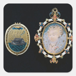 Armada Jewel, miniatuur van koningin Elizabeth I e Vierkante Sticker