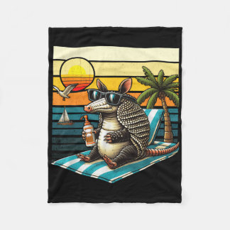 Armadillo en zon  jaren 80 Retro zomervakantie Fleece Deken
