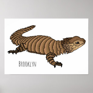 Armadillo girdled lizard cartoon illustratie poster