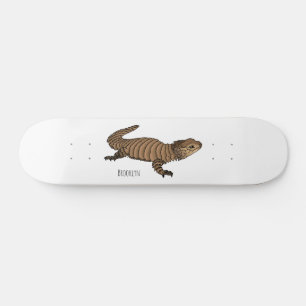 Armadillo girdled lizard cartoon illustratie skateboard