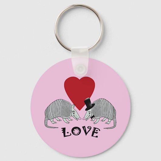 Armadillo Heart Love Pink Sleutelhanger (Voorkant)