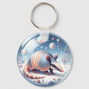 Armadillo met kosmische achtergrond sleutelhanger