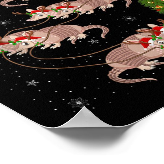 Armadillo Santa Sleigh Flying Funny Magical Christ Poster (Hoek)
