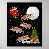 Armadillo Santa Sleigh Flying Funny Magical Christ Poster (Voorkant)