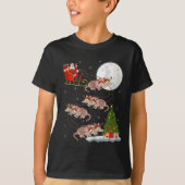 Armadillo Santa Sleigh Flying Funny Magical Christ T-shirt (Voorkant)