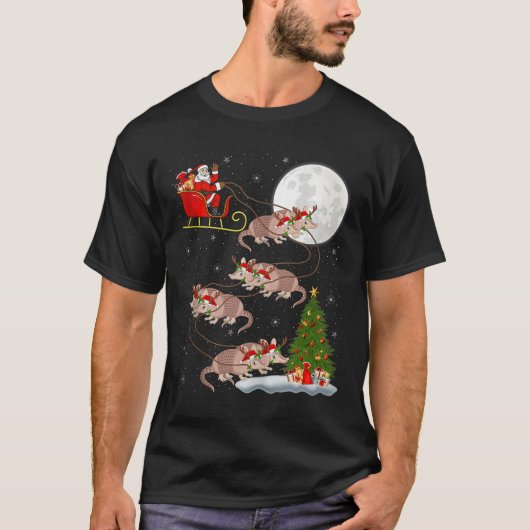 Armadillo Santa Sleigh Flying Funny Magical Christ T-shirt (Voorkant)