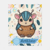 Armadillo Schattigee Kawaii krijger print Fleece Deken (Voorkant)