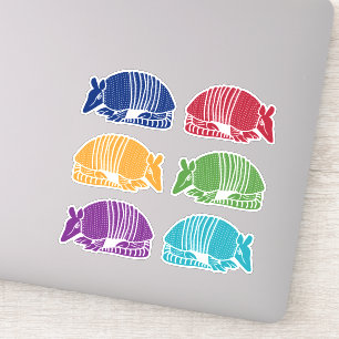 Armadillo Sticker Blad 6 Kleurrijke Armadillos