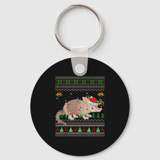 Armadillo Ugly Christmas Sweaters Holiday Santa Cu Sleutelhanger (Voorkant)