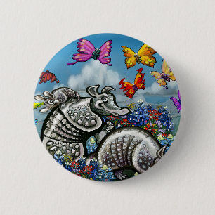 Armadillos Bluebonnets Butterflies Wilde bloemen Ronde Button 5,7 Cm