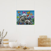 Armadillos Wildbloemen Butterflies Poster (Keuken)
