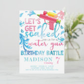 Arme à eau Été Fille Anniversaire Fête Invitation (Debout devant)