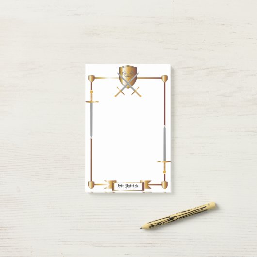 Arme médiévale et Bouclier Post-it® Notes 4 x 6 (Sur un bureau)