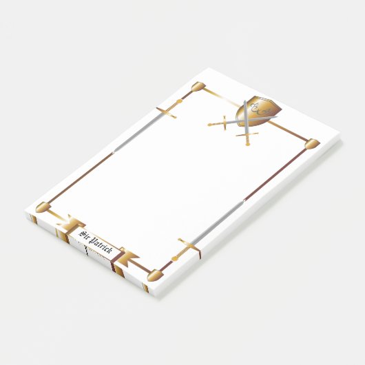 Arme médiévale et Bouclier Post-it® Notes 4 x 6 (Incliné)
