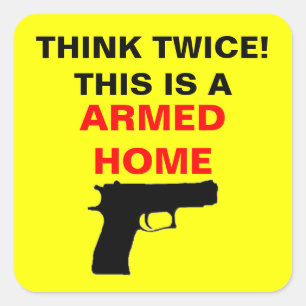 Armed Home Attentie Vierkante Sticker