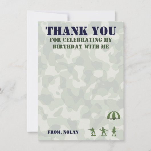 Armée Militaire Anniversaire Merci Cartes de notes (Devant)