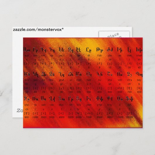 Armeens Alphabet Briefkaart (Voorkant / Achterkant)