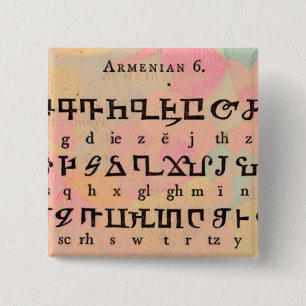 Armeens Alphabet Vierkante Button 5,1 Cm