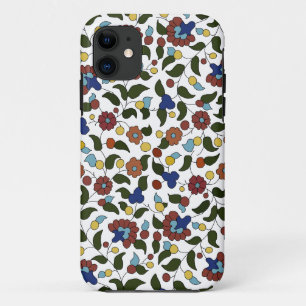 Armeens bloempatroon - Blauw & wit iPhone 11 Hoesje