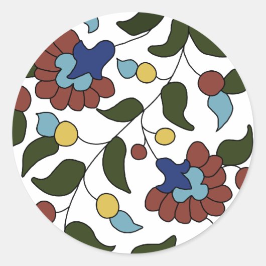 Armeens Floral Pattern Ronde Sticker (Voorkant)