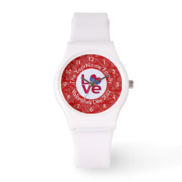 Armeense rode letters HOUDEN wit op rood Horloge