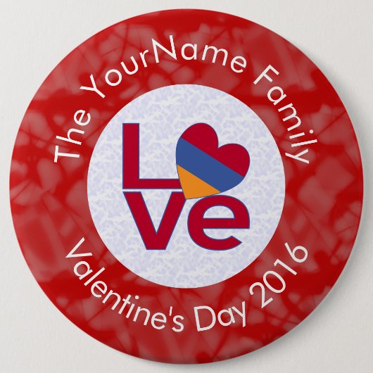 Armeense rode letters LOVE Flag gepersonaliseerd Ronde Button 6,0 Cm (Voorkant)
