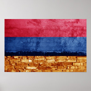 Armeense vlag aan de muur poster