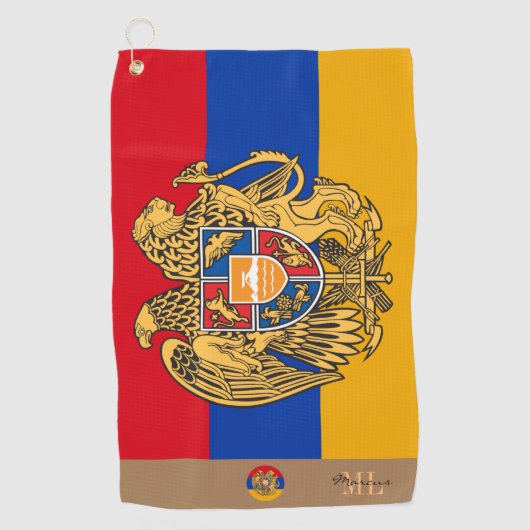 Armeense vlag & Armenië, monogrammen Golfhanddoek (Voorkant)