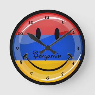 Armeense vlag glimlachen ronde klok