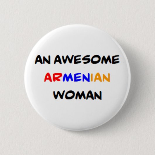 Armeense vrouw, geweldig ronde button 5,7 cm (Voorkant)