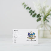 Armen van de stad Philadelphia Visitekaartje (Staand voorkant)