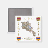 Armenia Map + Flags Magnet Magneet (Voorkant / Achterkant)