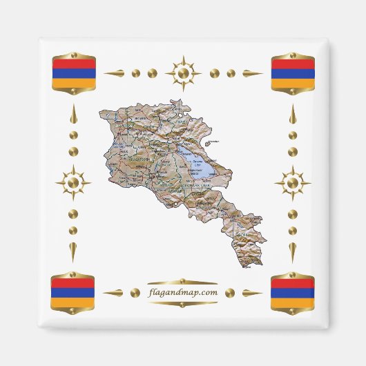 Armenia Map + Flags Magnet Magneet (Voorkant)