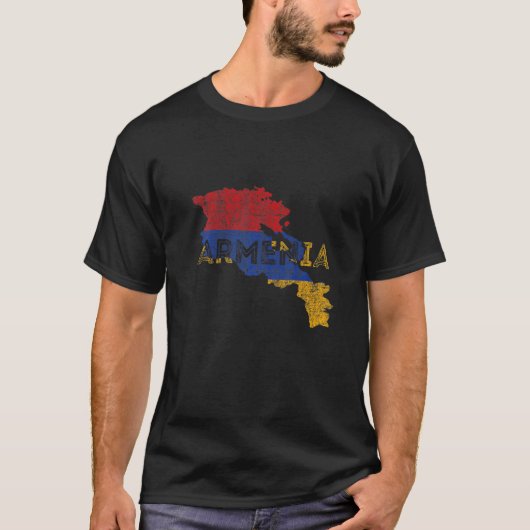 Armenian Map and Flag Souvenir Distressed Armenia T-shirt (Voorkant)
