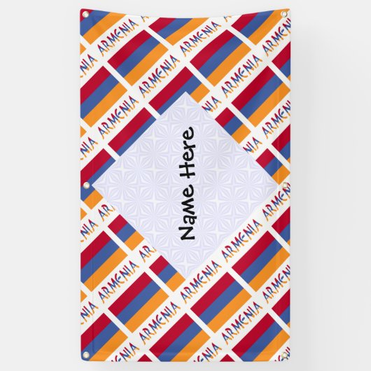 Armenië Armeense vlag betegelde zwarte personalisa Spandoek (Verticaal)